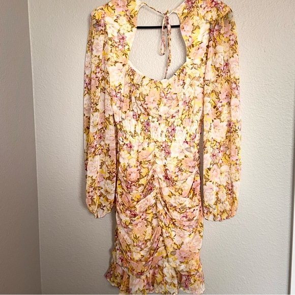 Astr the Label Floral Long Sleeve Dress in Pink and Yellow - Picture 3 of 6